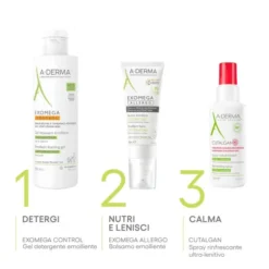 A-Derma Exomega Allergo Balsamo emolliente Cosmetico Sterile® 40ml, Riduce del 77% la sensazione di prurito, Pelle secca a tendenza atopica