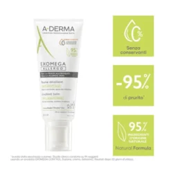 A-Derma Exomega Allergo Balsamo emolliente Cosmetico Sterile® 200ml, Riduce del 77% la sensazione di prurito, Pelle secca a tendenza atopica