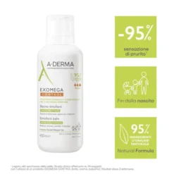 A-Derma Exomega Control Balsamo Emolliente Anti-grattage 400ml, Tripla Azione Lenisce la secchezza, gli arrossamenti e la sensazione di prurito, Pelle secca a tendenza atopica