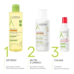 A-Derma Exomega Control Balsamo Emolliente Anti-grattage 400ml, Tripla Azione Lenisce la secchezza, gli arrossamenti e la sensazione di prurito, Pelle secca a tendenza atopica