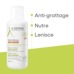 A-Derma Exomega Control Balsamo Emolliente Anti-grattage 400ml, Tripla Azione Lenisce la secchezza, gli arrossamenti e la sensazione di prurito, Pelle secca a tendenza atopica