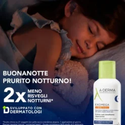 A-Derma Exomega Control Crema Notte emolliente ristrutturante, Lenisce la sensazione di prurito notturno, aiuta a ritrovare il sonno, Pelle secca a tendenza atopica, 400ml