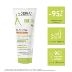 A-Derma Exomega Control Crema emolliente Anti-grattage 200ml, Lenisce la secchezza, gli arrossamenti e riduce le sensazioni di prurito, Pelle secca a tendenza atopica