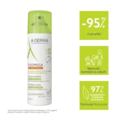 A-Derma Exomega Control Spray Emolliente Anti-grattage 200ml, Lenisce Secchezza e Arrossamenti, Riduce la sensazione di prurito, Pelle secca a tendenza Atopica