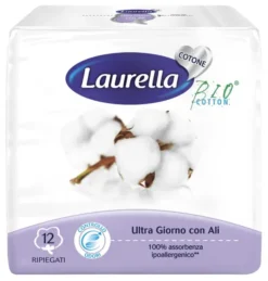 ASSORBENTE LAURELLA IN COTONE ULTRA GIORNO CON ALI 12 PEZZI