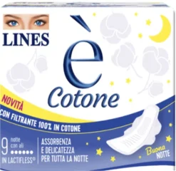 Assorbenti Lines È Cotone Notte, ipoallergenici, 9 pezzi
