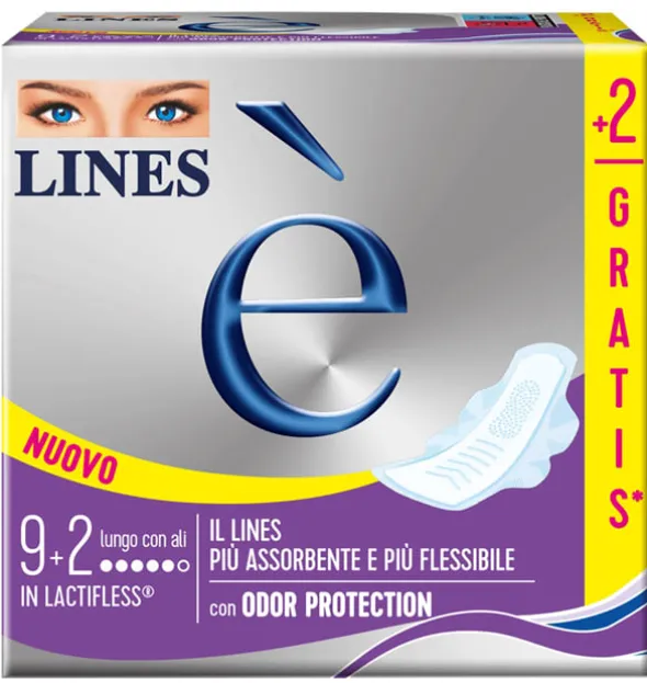 Assorbenti Lines E' Lungo in Lactifless, extra assorbenti, 9+2pz