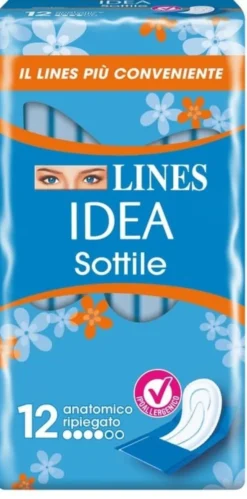 Assorbenti Lines Idea Sottili Anatomici Ripiegati, 12 pezzi