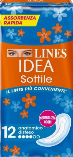 Assorbenti Lines Idea Sottili Anatomici, 12 pezzi