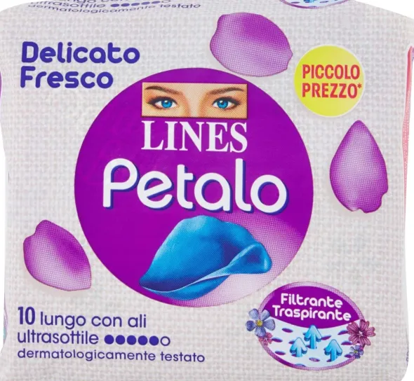 Assorbenti Lines Petalo Blu Lunghi con ali, 10 pezzi