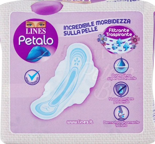 Assorbenti Lines Petalo Blu Lunghi con ali, 10 pezzi
