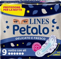Assorbenti Lines Petalo Blu Notte con ali, 9 pezzi