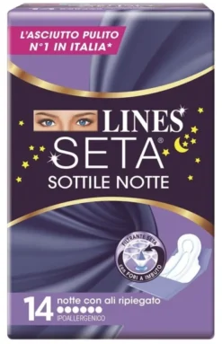 Assorbenti Lines Seta Sottile Notte con ali, 14 pezzi