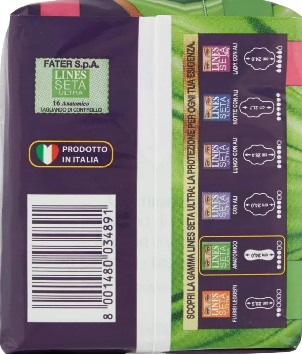 Assorbenti Lines Seta Ultra anatomici, 16 pezzi