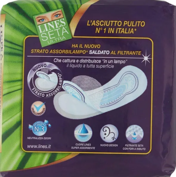 Assorbenti Lines Seta Ultra anatomici, 16 pezzi