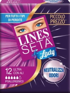 Assorbenti Lines Seta Ultra Lady con ali, 12 pezzi