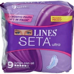 Assorbenti Lines Seta Ultra Lungo con ali, 9 pezzi