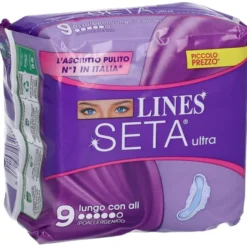 Assorbenti Lines Seta Ultra Lungo con ali, 9 pezzi