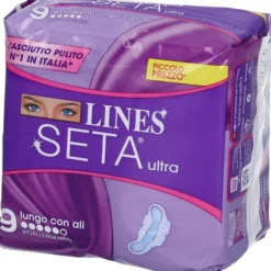 Assorbenti Lines Seta Ultra Lungo con ali, 9 pezzi