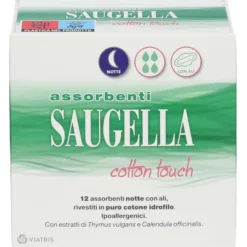 Assorbenti Notte Saugella Cotton Touch in Cotone, 12 Pezzi
