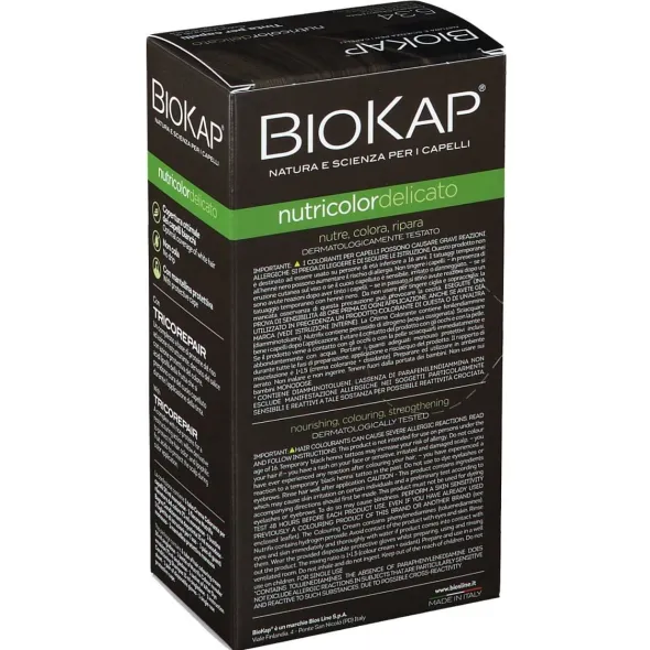 BIOKAP NUTRICOLOR DELICATO 5,34 CASTANO CHIARO MIELE TINTA TUBO + FLACONE