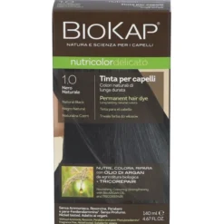 BIOKAP NUTRICOLOR DELICATO 1,0 NERO NATURALE TINTA TUBO + FLACONE