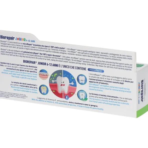 BIOREPAIR ORAL CARE JUNIOR 6-12 ANNI DENTIFRICIO PROTEZIONE ANTI CARIE SMALTO NEOFORMATO ALLA MENTA DELICATA 75 ML