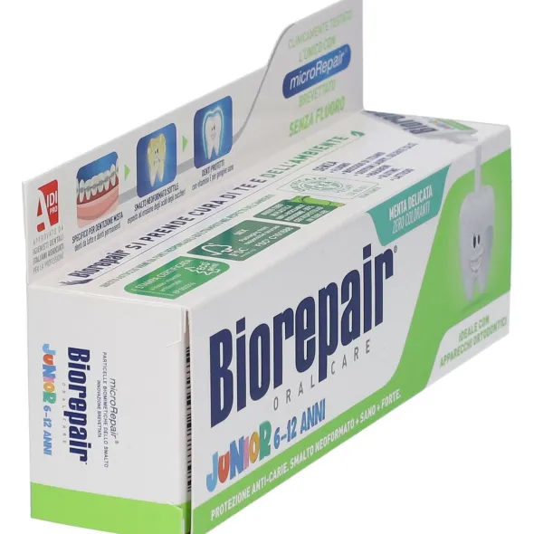 BIOREPAIR ORAL CARE JUNIOR 6-12 ANNI DENTIFRICIO PROTEZIONE ANTI CARIE SMALTO NEOFORMATO ALLA MENTA DELICATA 75 ML