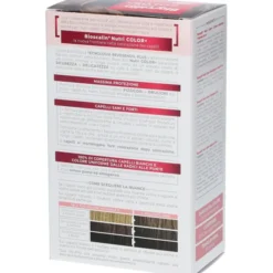 BIOSCALIN NUTRICOLOR PLUS 7 BIONDO CREMA COLORANTE 40 ML + RIVELATORE CREMA 60 ML + SHAMPOO 12 ML + TRATTAMENTO FINALE BALSAMO 12 ML