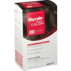 BIOSCALIN NUTRICOLOR PLUS 5 CASTANO CHIARO CREMA COLORANTE 40 ML + RIVELATORE CREMA 60 ML + SHAMPOO 12 ML + TRATTAMENTO FINALE BALSAMO 12 ML