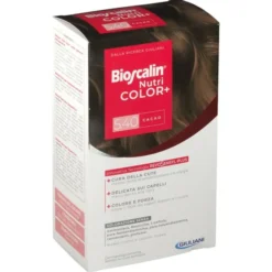 BIOSCALIN NUTRICOLOR PLUS 5,40 CACAO CREMA COLORANTE 40 ML + RIVELATORE CREMA 60 ML + SHAMPOO 12 ML + TRATTAMENTO FINALE BALSAMO 12 ML