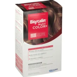 BIOSCALIN NUTRICOLOR PLUS 5,3 CASTANO CHIARO DORATO CREMA COLORANTE 40 ML + RIVELATORE CREMA 60 ML + SHAMPOO 12 ML + TRATTAMENTO FINALE BALSAMO 12 ML