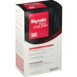 BIOSCALIN NUTRICOLOR PLUS 1 NERO CREMA COLORANTE 40 ML + RIVELATORE CREMA 60 ML + SHAMPOO 12 ML + TRATTAMENTO FINALE BALSAMO 12 ML