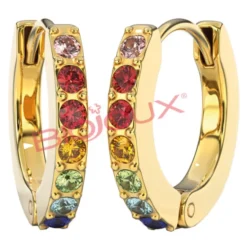 BJT726 ORECCHINI CRYSTAL HOOP GOLD PLATED