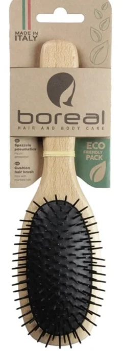 BOREAL SPAZZOLA CAPELLI PNEUMATICA LEGNO NATURALE OVALE PICCHI PLASTICA