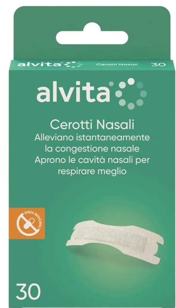 Cerotti Nasali Alvita per respirazione e russamento, 30 pezzi