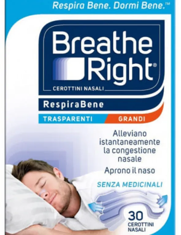 CEROTTI NASALI BREATHE RIGHT TRASPARENTI GRANDI 30 PEZZI