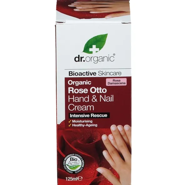 Crema Mani Dr Organic Rose Otto con Aloe e Vitamina E, 125ml