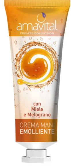 Crema Mani Emolliente Amavital con miele e melograno, tubo