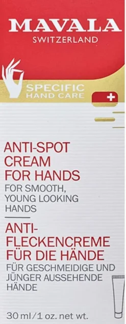 Crema Mavala Anti-Macchie Mani con estratti vegetali, 30ml