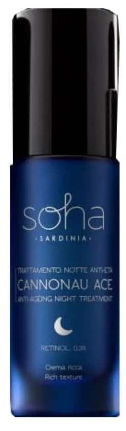 Crema notte Soha Cannonau ACE anti-età, ricca texture