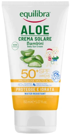 Crema Solare Bambini Equilibra Aloe SPF50+, protezione alta