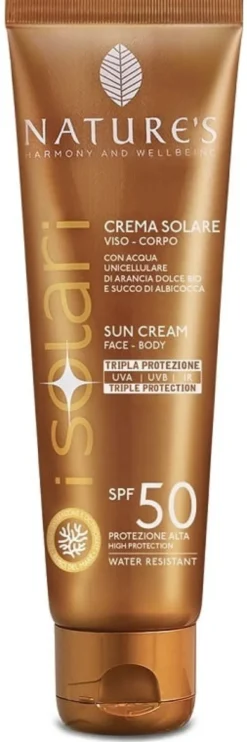Crema solare viso e corpo Nature's SPF50, pelli chiare
