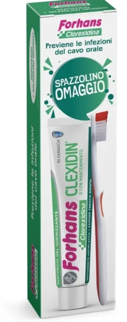 Dentifricio Forhans Clexidin+Spazzolino, gel senza fluoro