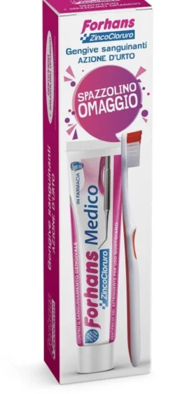 Dentifricio Forhans Med+ con spazzolino, gel senza fluoro