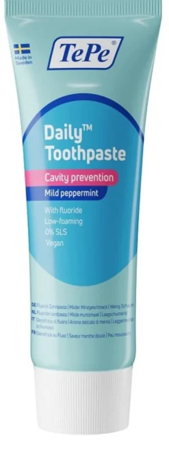 Dentifricio TePe Daily al fluoro, gusto menta 75ml