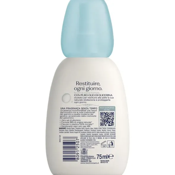 Deodorante Neutro Roberts Ecodeo Azzurro Zero Gas, 75ml