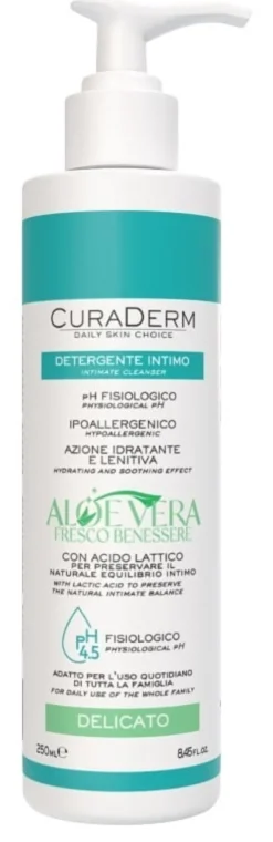 Detergente Intimo Curaderm all'Aloe Vera, delicato