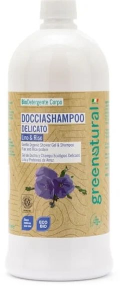 Doccia Shampoo Greenatural delicato Lino & Riso, 1L