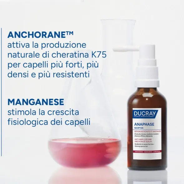 Ducray Anaphase Neoptide Siero contro la caduta e ancoraggio dei capelli, Capelli più Densi e Resistenti, Caduta cronica, 50ml